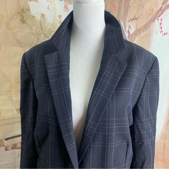 NEW THEORY Windowpane Navy Dover Tech Blazer - Picture 3 of 13